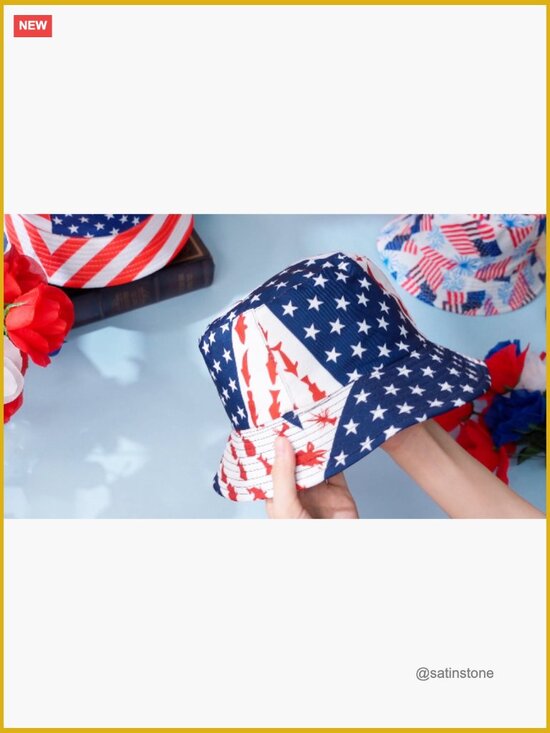 12 Pcs Patriotic Bucket Hats 4 Styles Fisherman Caps 4th of July Party Favors